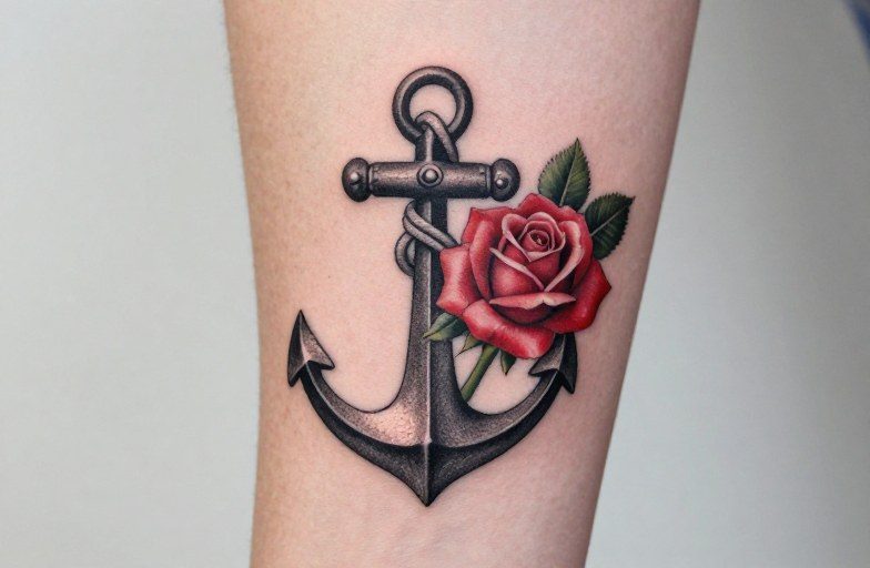 Anchor And Rose Tattoo Meaning: Loyalty, Love, and Resilience