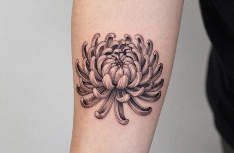 Chrysanthemum Flower Tattoo Meaning: Longevity, Grief & Loyalty