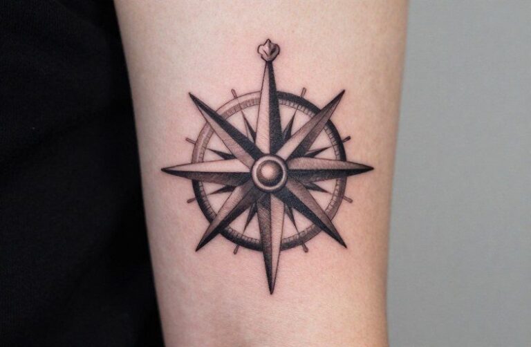 Compass Flower Tattoo Meaning: Direction & Growth Combined