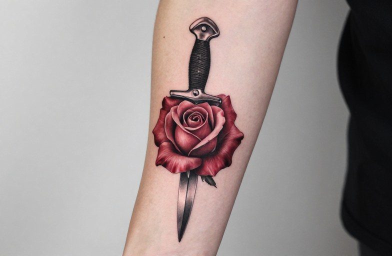 Dagger Through Rose Tattoo Meaning: Love, Loss & Resilience
