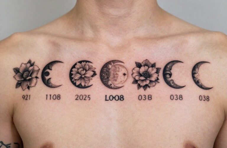 Floral Moon Phases Tattoo Meaning: Growth, Cycles & Renewal