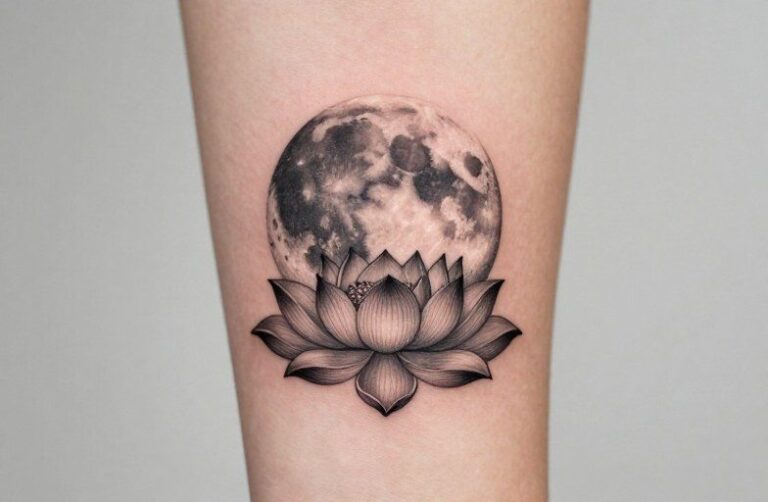 Moon And Lotus Tattoo Meaning: Symbolism, Placements & Styles