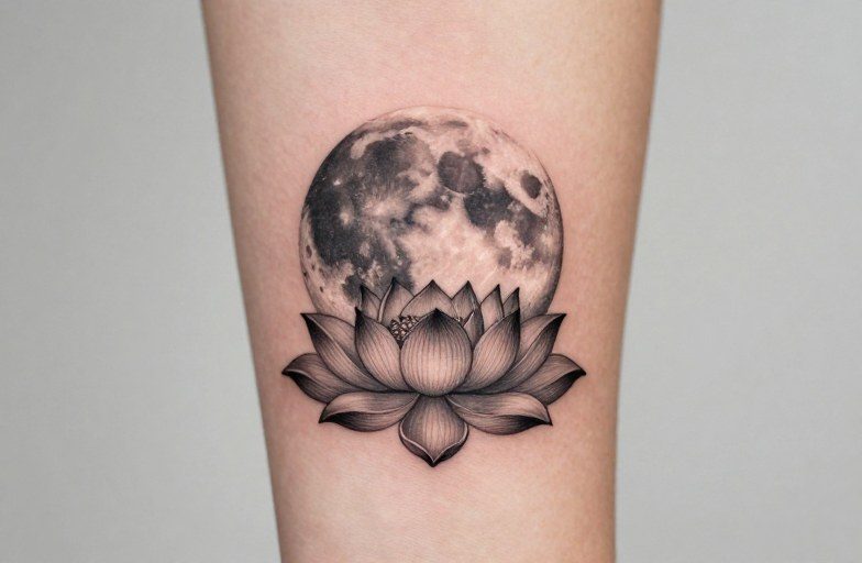 Moon And Lotus Tattoo Meaning: Symbolism, Placements & Styles