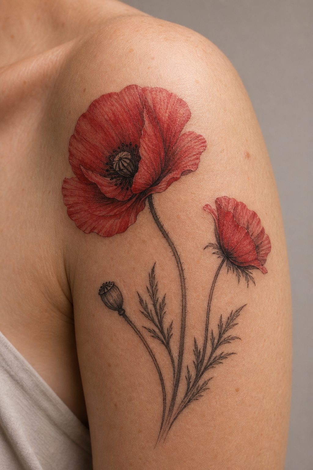 Poppy Tattoo Meaning: Symbolism, Color & Aging