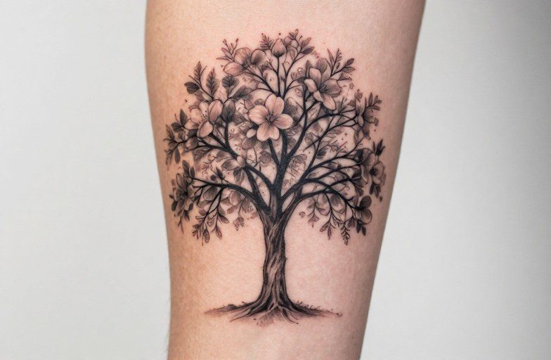 Tree With Flowers Tattoo Meaning: Growth, Beauty & Life's Cycles