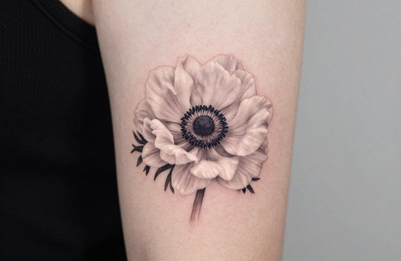 White Anemone Flower Tattoo: Meaning, Placement & Aging
