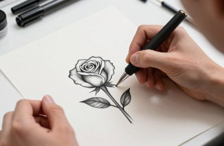 How to Draw a Tattoo Rose Step by Step