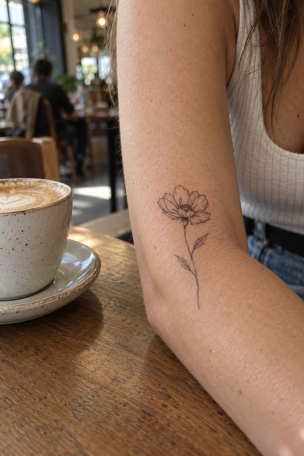 Initial Plus Birth Flower on the Forearm