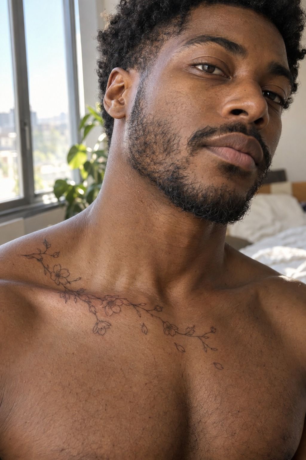 Playful Cherry Blossom Tattoo With Falling Petals