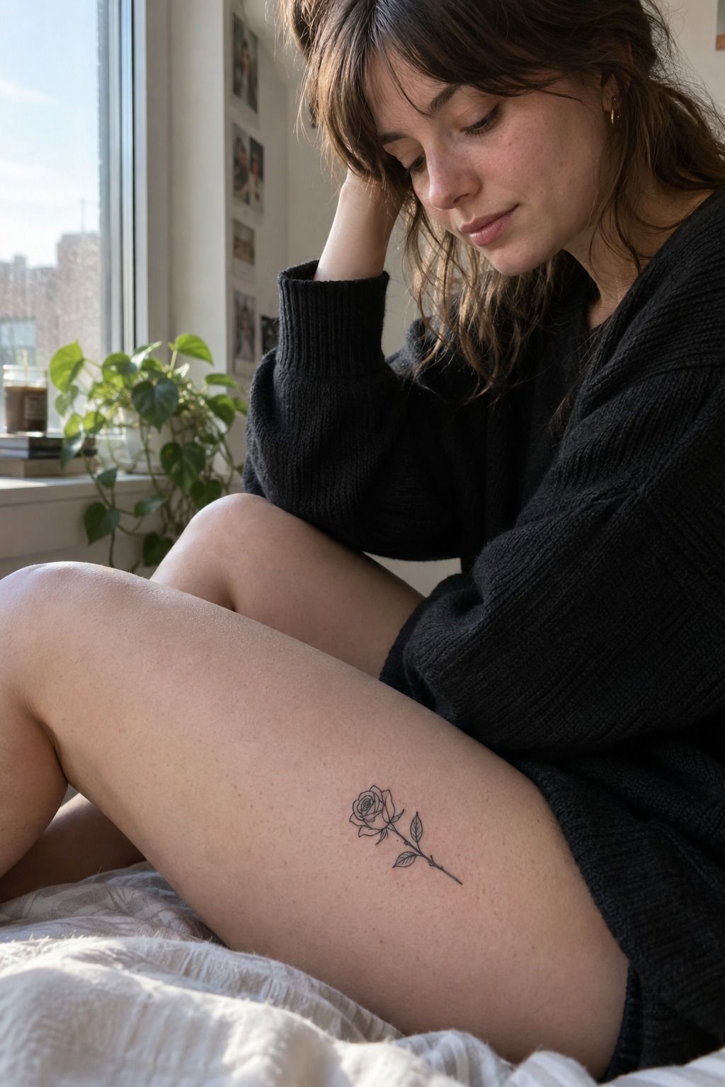 Botanical Linework with One Strong Stem