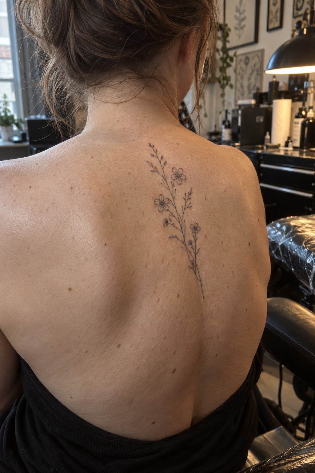 Small Floral Tattoos With Fine Line Stems
