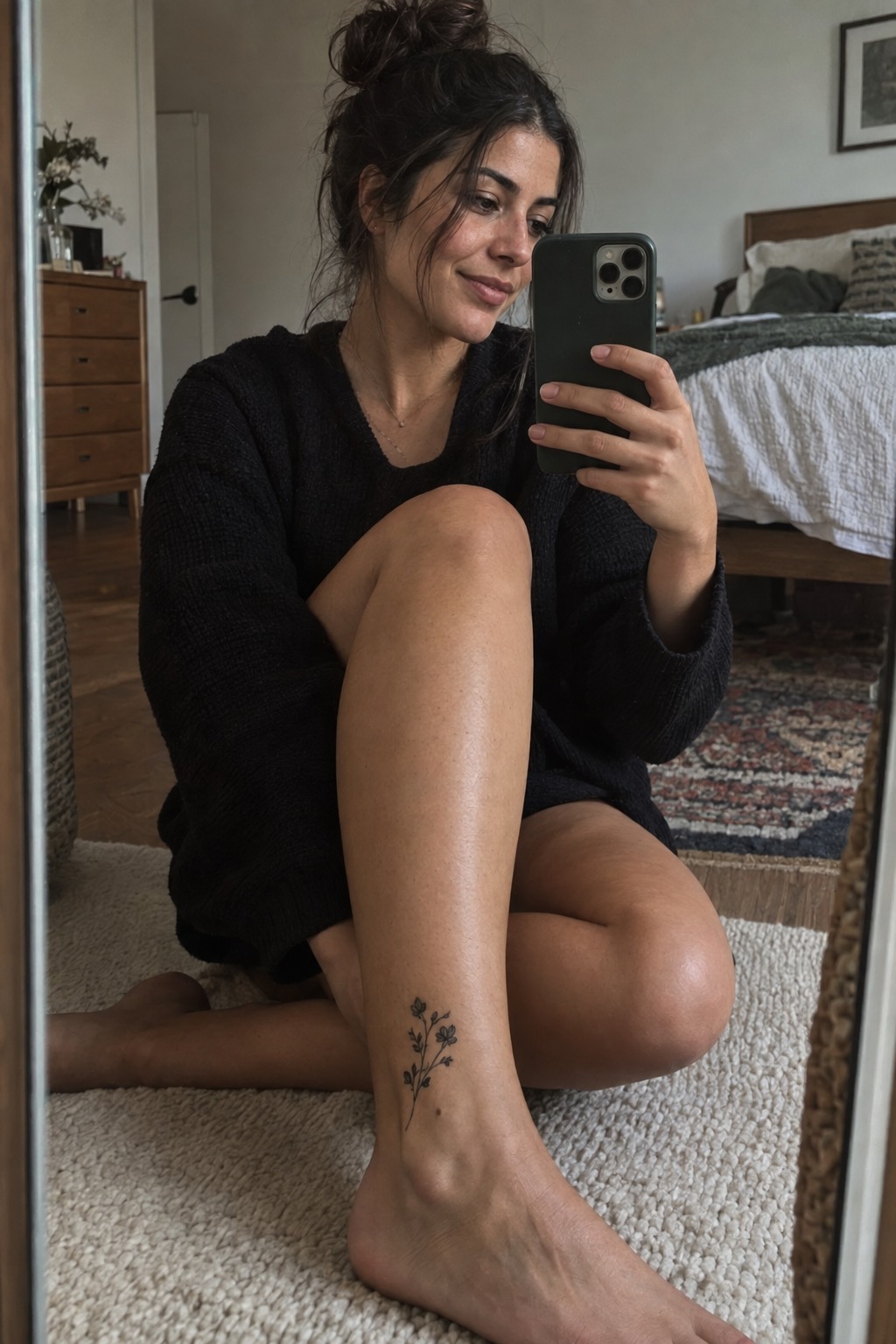 Small Floral Tattoos In Botanical Blackwork