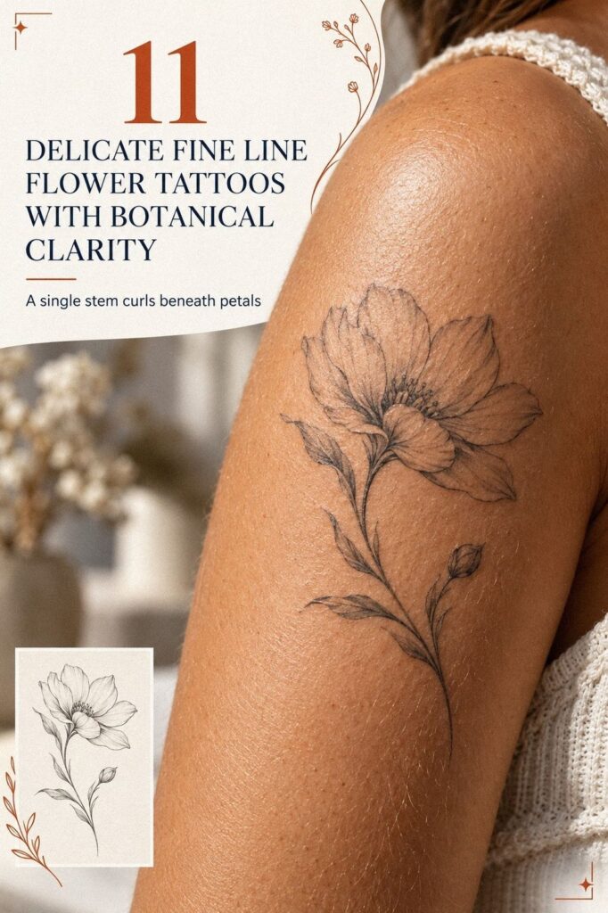 11 Delicate Fine Line Flower Tattoos For A First Tattoo That Feels Right