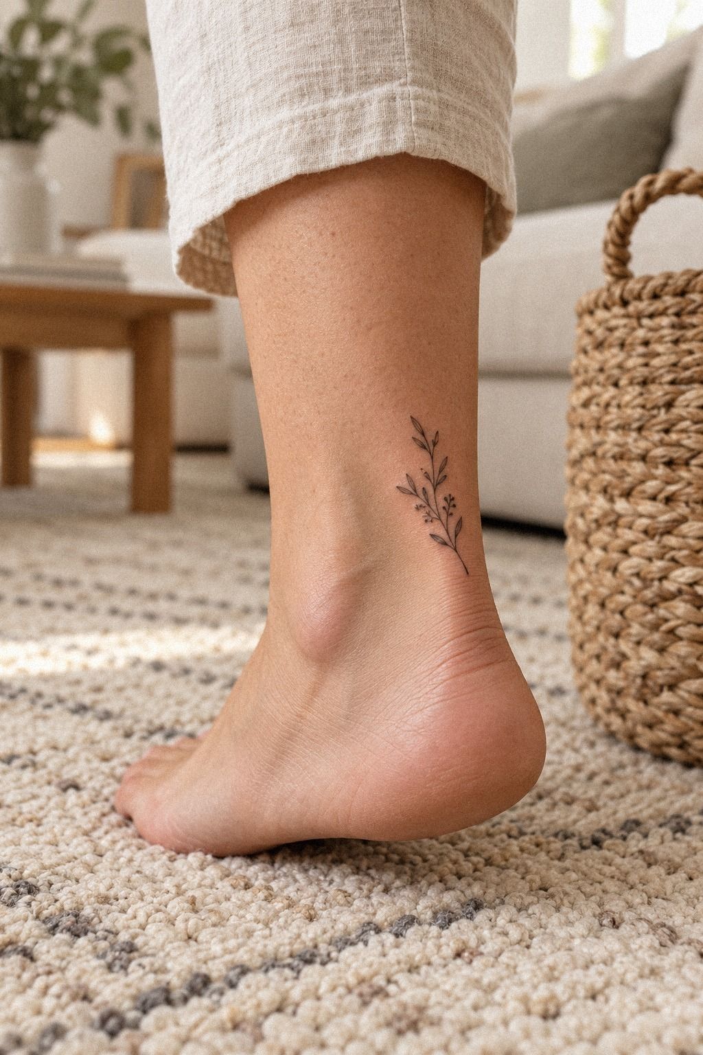 A Tiny Botanical Ankle Sprig That Stays Discreet