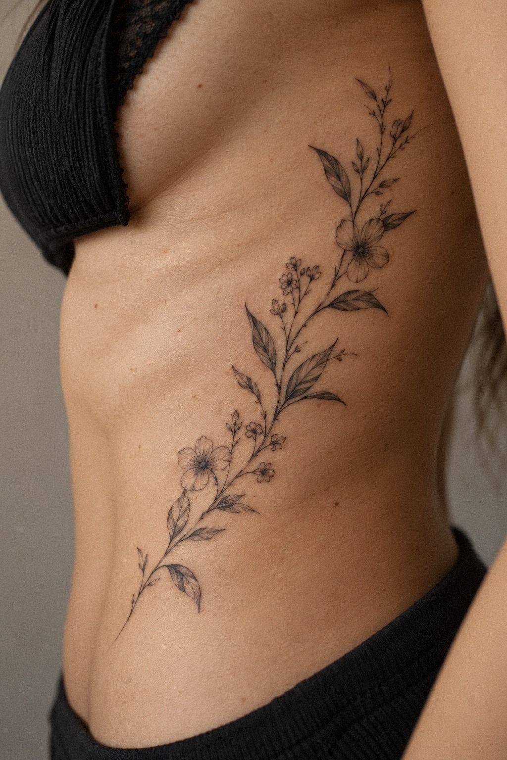 Intricate Floral Forearm Linework With Room to Breathe