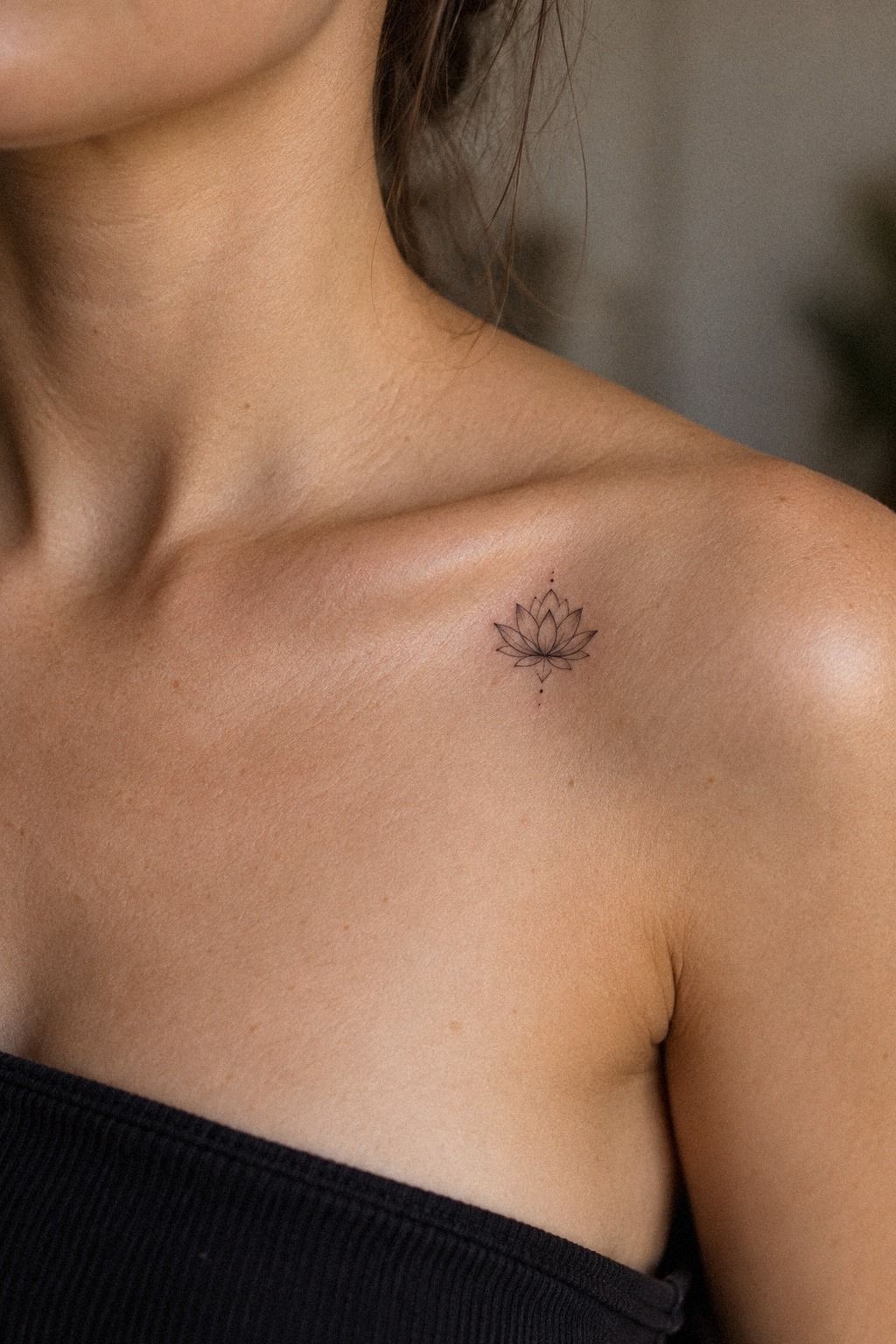 Dainty Lotus Collarbone Tattoo Placement: The Gentle Collarbone Line