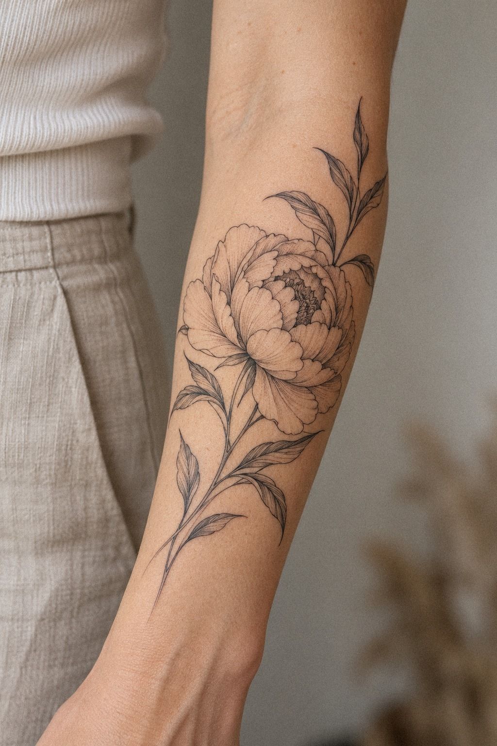 Single-Needle Peony Tattoo on the Ankle: Intimate, Not Invisible
