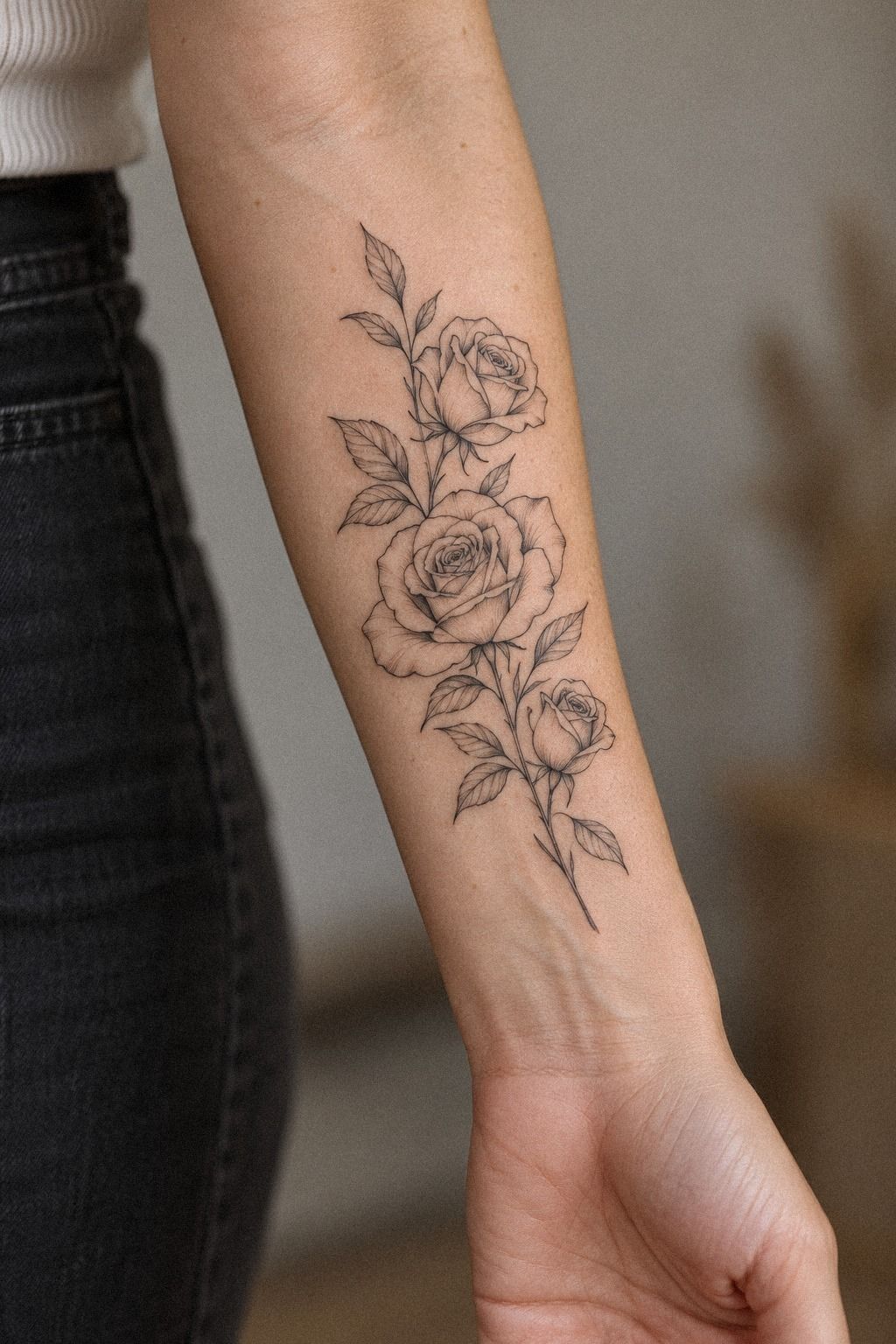 Small Delicate Rose Tattoos on the Wrist