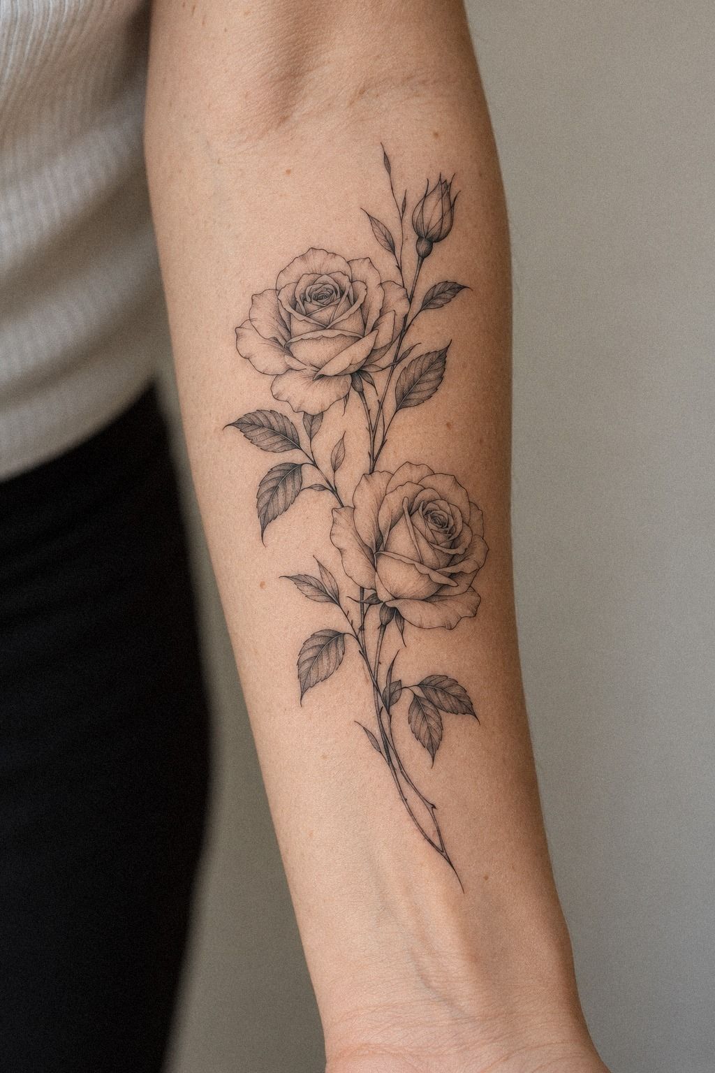 Fine Line Rose Tattoos Behind the Ear