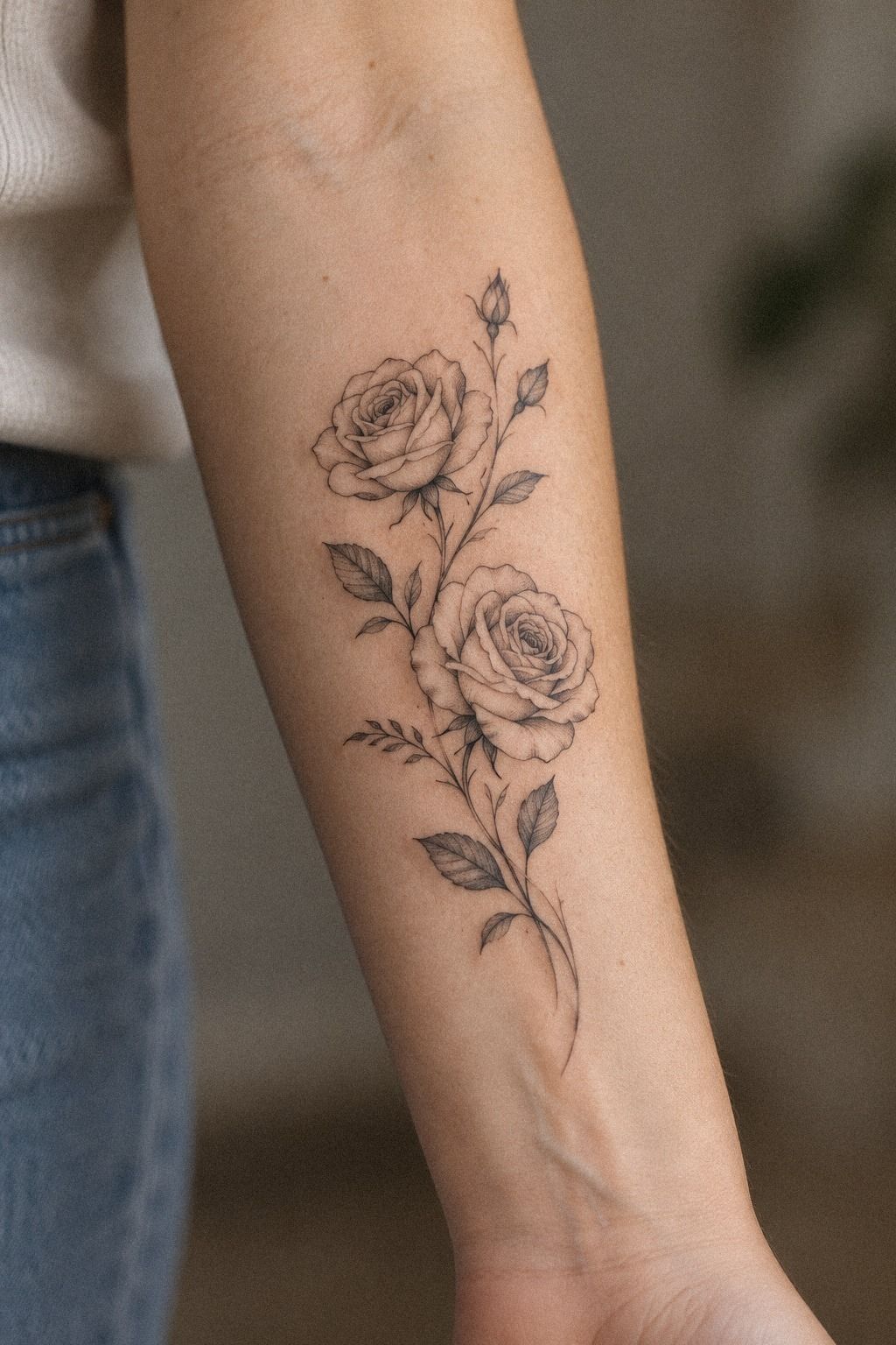 Tiny Rose Bud Tattoos on the Finger