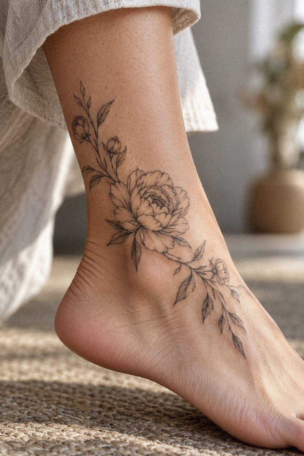 Script Beside the Peony