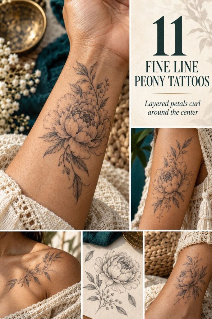 Fine Line Peony Tattoo That Holds Private Meaning for You