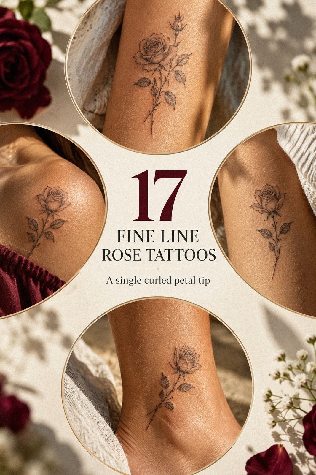 Low-Key Fine Line Rose Tattoos Easy to Hide When Needed