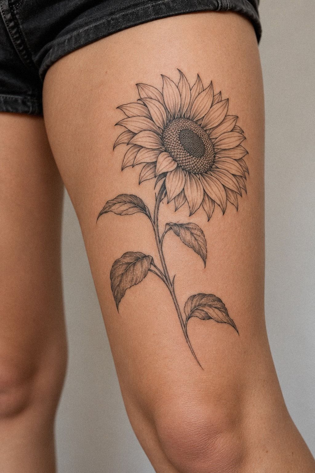 Fine Line Sunflower Finger Ring Design