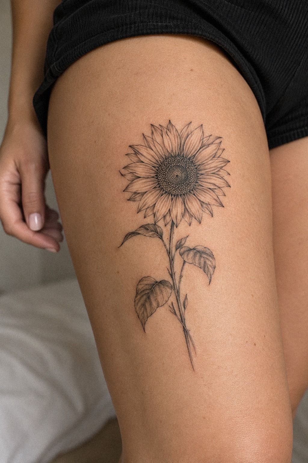 Fine Line Sunflower Shoulder Blade Sketch