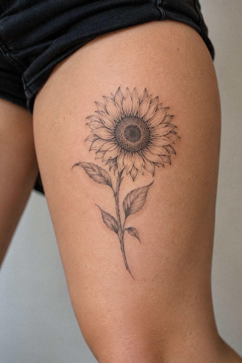 Fine Line Sunflower Ribcage Botanical Study