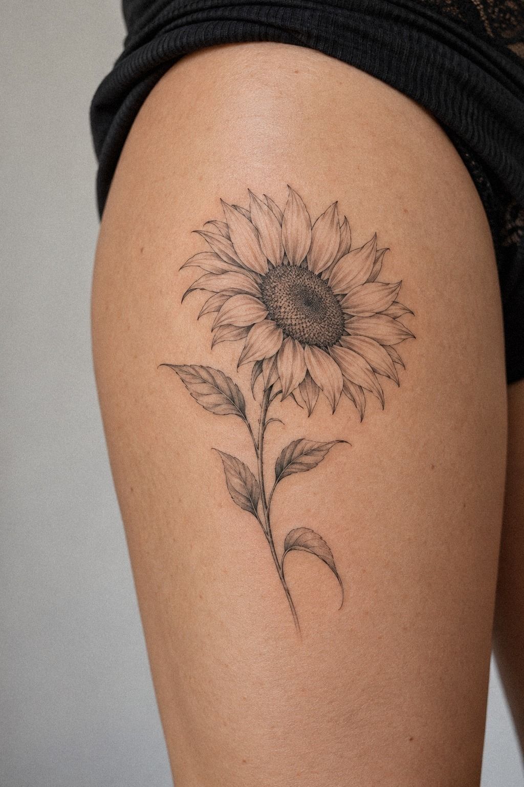 Fine Line Sunflower Bouquet On The Forearm