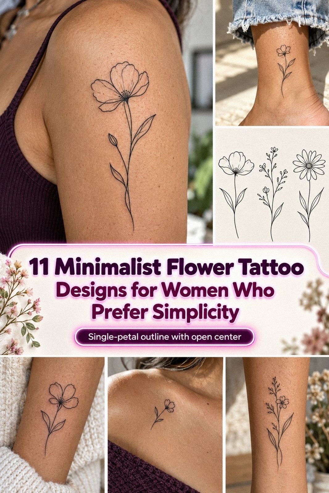 How to Design a First Minimalist Flower Tattoo for Women - 11 Ideas