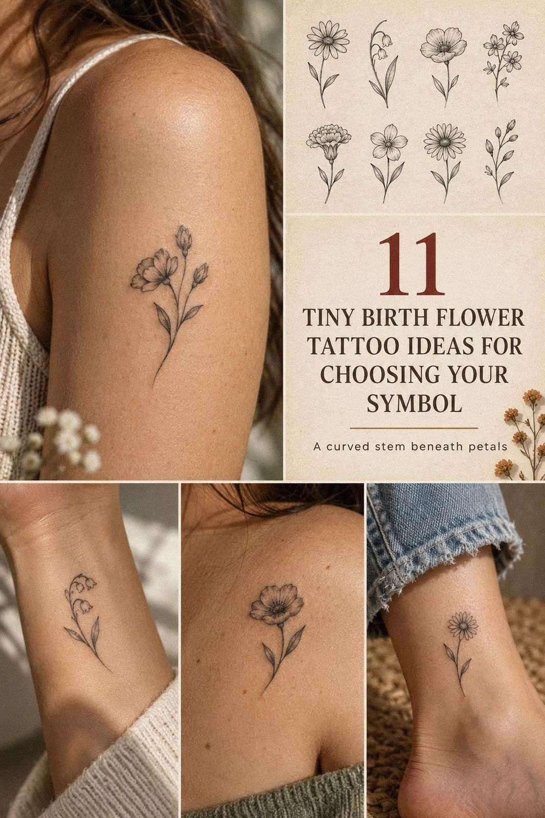 Easy Tiny Birth Flower Tattoos That Barely Hurt in One Sitting