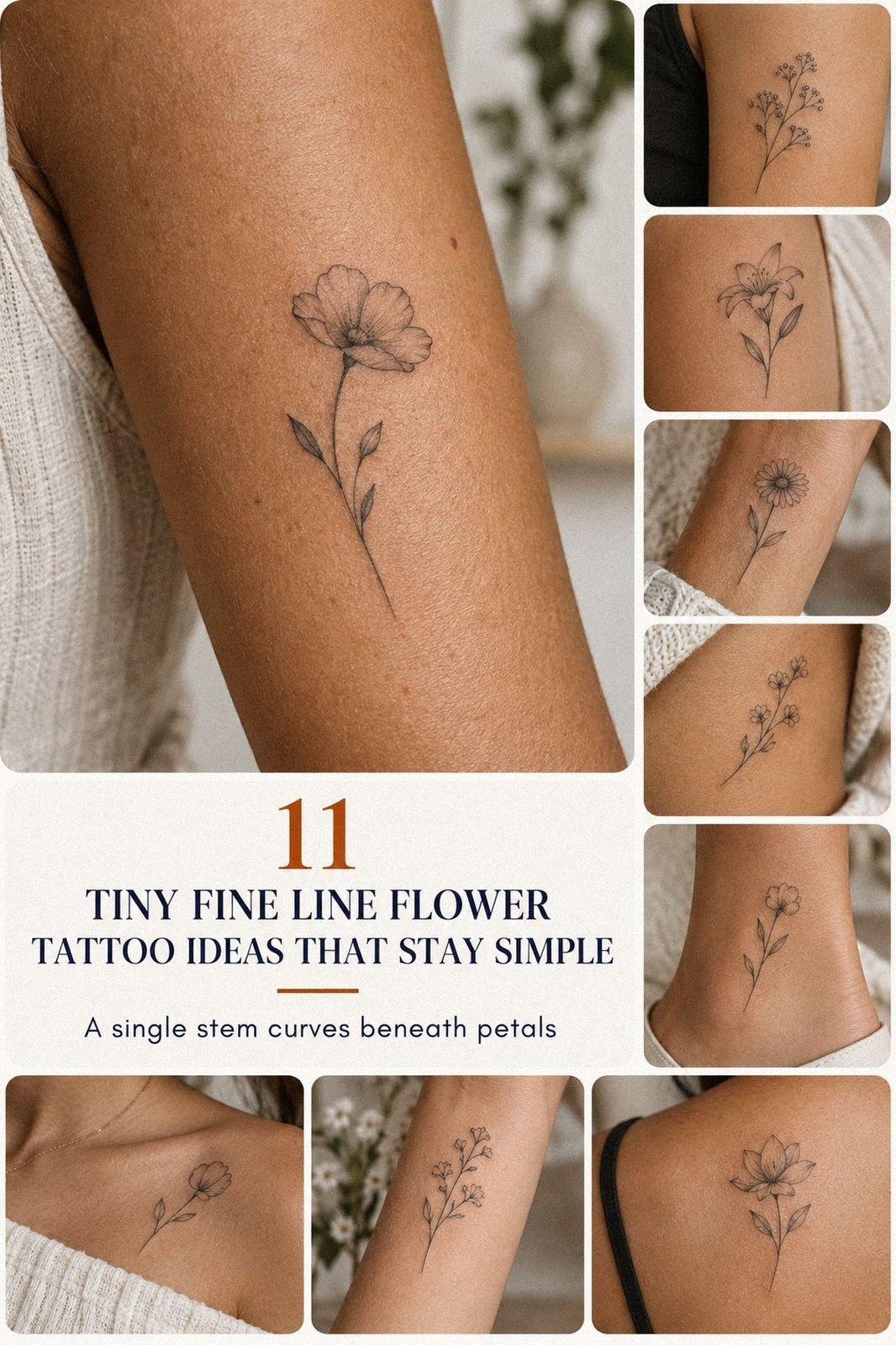 Discreet Tiny Fine Line Flower Tattoo Ideas That Stay Hidden at Work