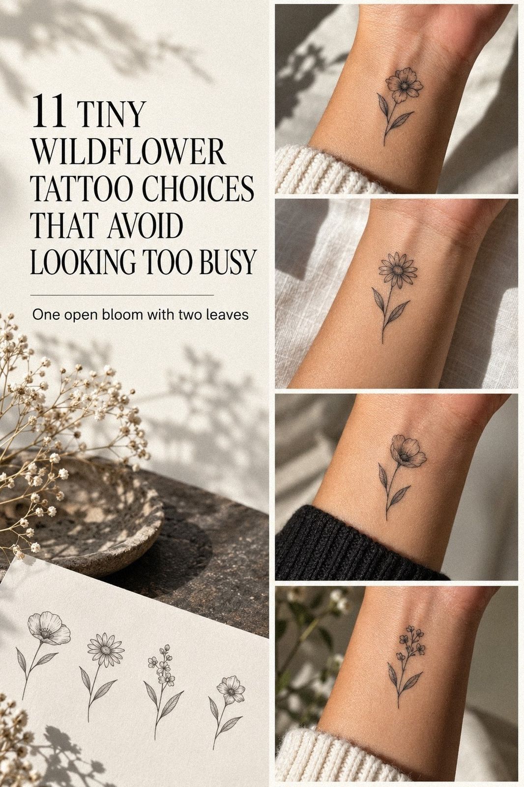 Low-Maintenance Tiny Wildflower Tattoos That Still Look Crisp Years Later